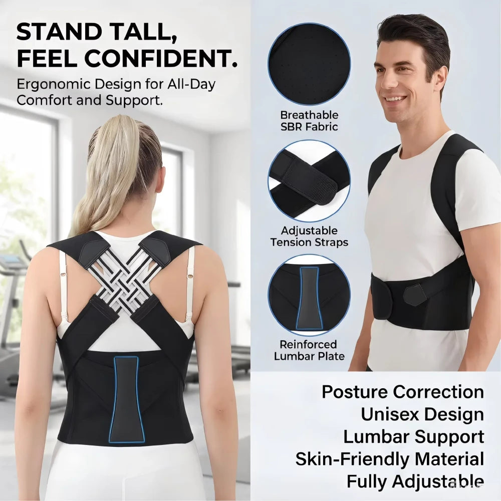 Corrector de Postura inteligente unisex con sensor de vibracion   y diseño invisible